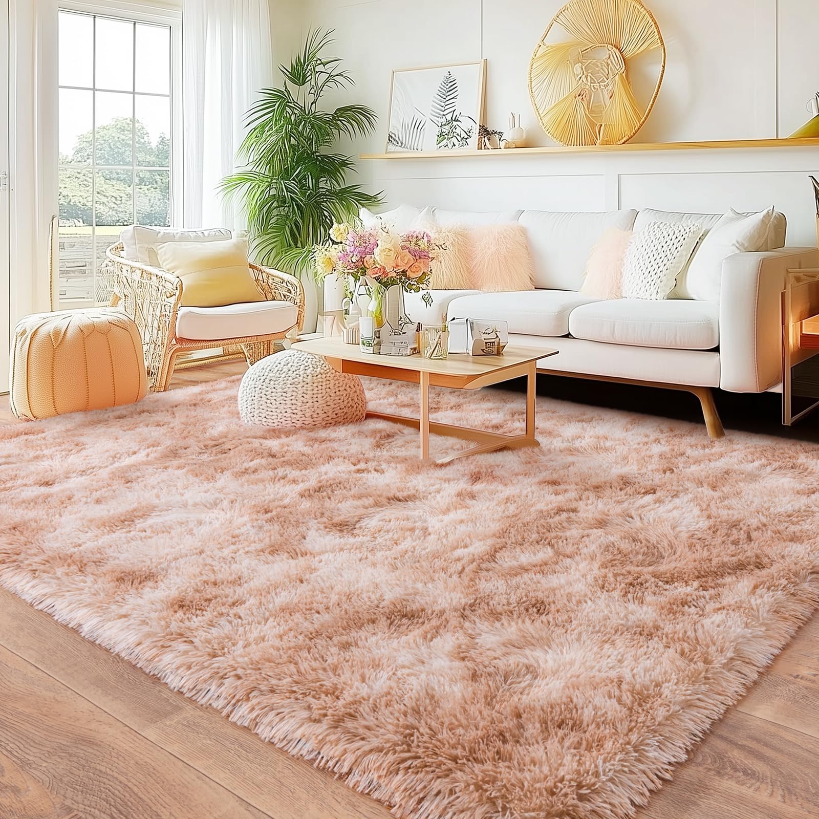 Quntue Rugs for Bedroom, Ultra Fluffy Fuzzy Shag 5x7 Area Rug for Living Room, Modern Plush Soft Upgrade Non-Slip Carpet for Kids Girls and Boys,