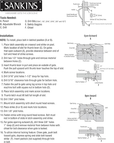 Miniatura 7 de Cerradura de puerta de pulgar para valla de madera resistente, cierres de puerta de cierre automático con mango decorativo de 8 pulgadas, kit de