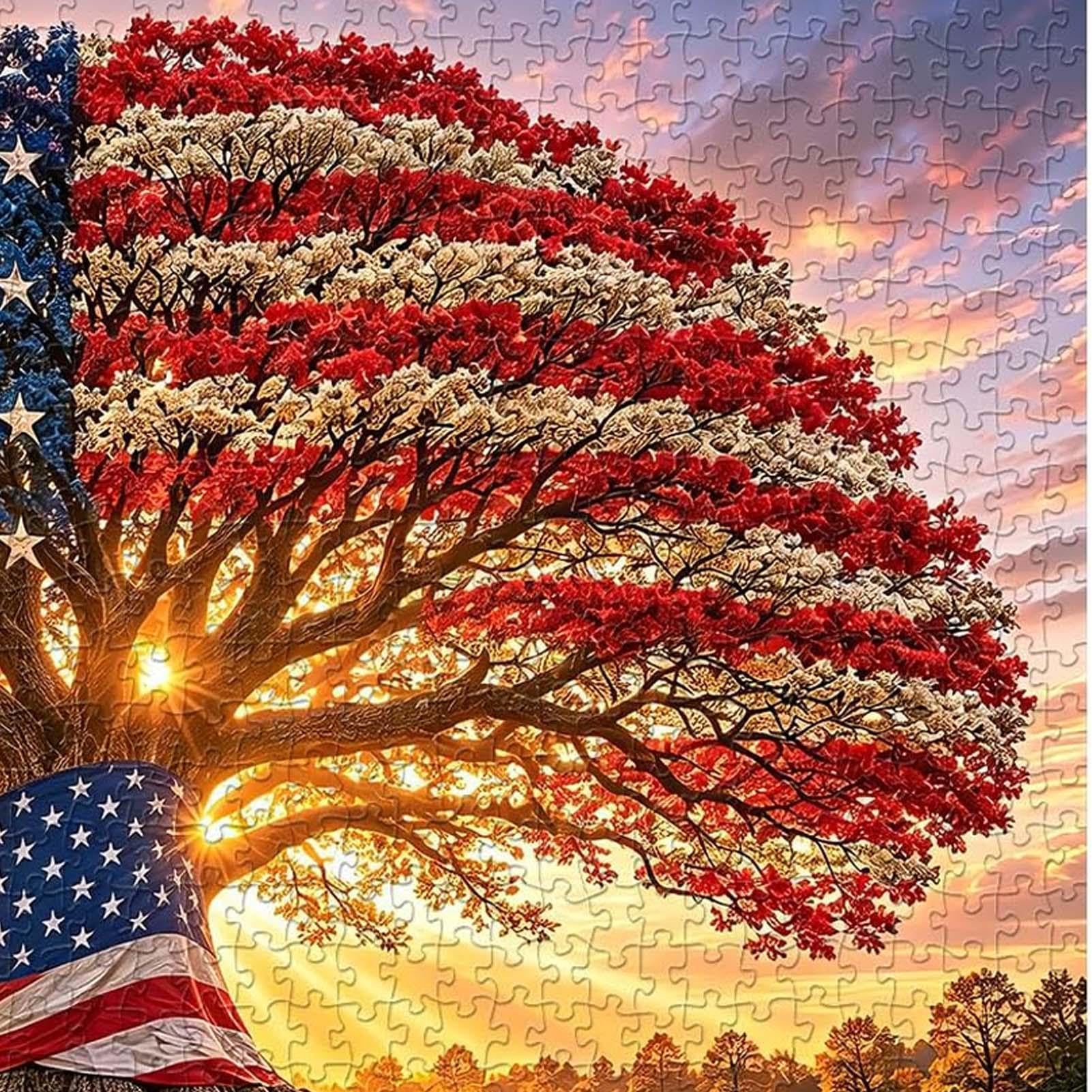 Puzzle Arbre Patriotique Paysage Patriotique 1000 Pièces