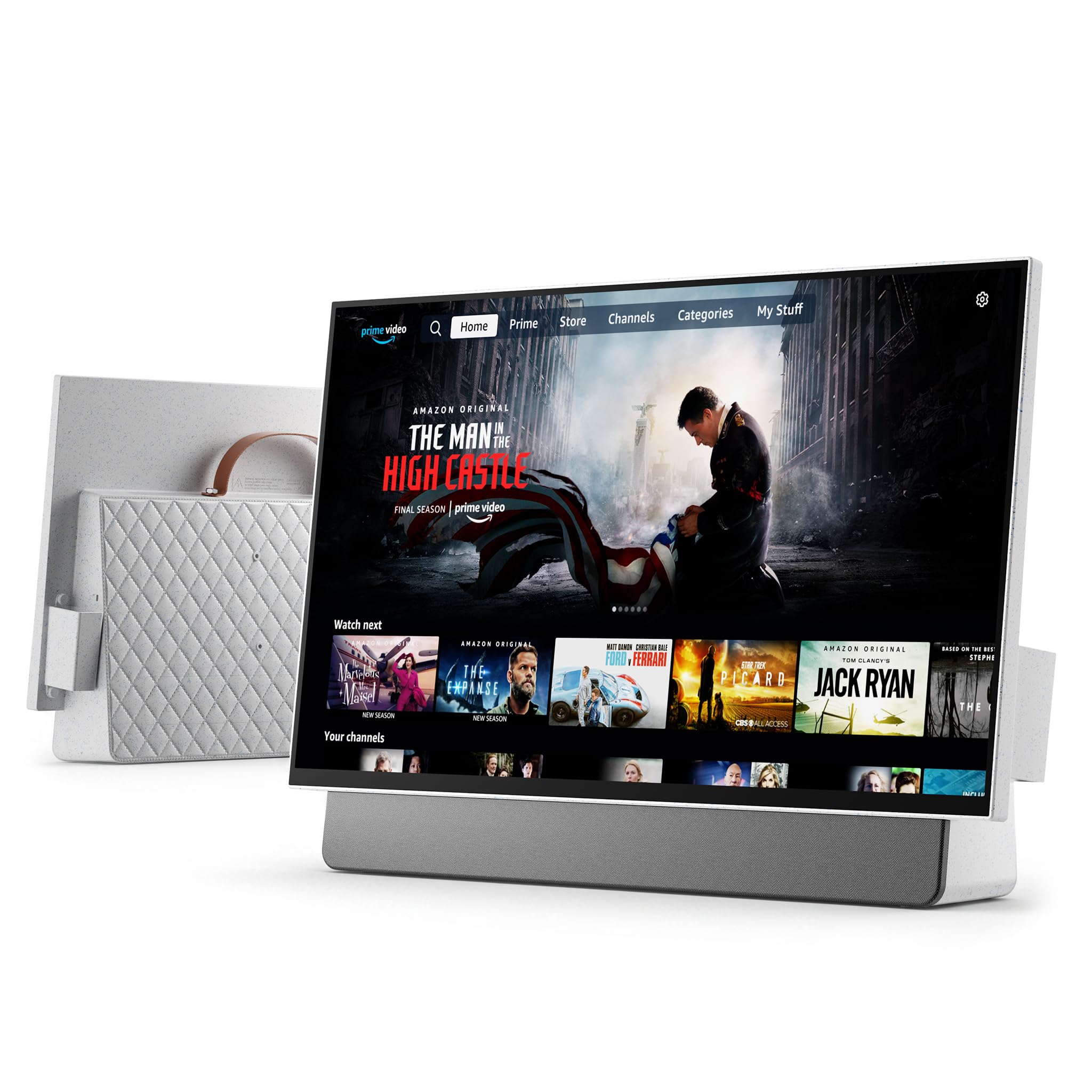 VLH 27 Zoll Tragbarer Fernseher, Smart Google TV, Batteriebetriebener Outdoor-Fernseher 1080P, Dolby Audio, 300cd/m², WLAN ＆ Bluetooth, Fernbedienung für Google Assistent, Ideal für Camping, Parties