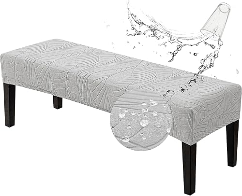 Miniatura 34 de Genina Fundas impermeables para banco de comedor, cubierta protectora de asiento de banco de jacquard elástica, funda de banco rectangular para