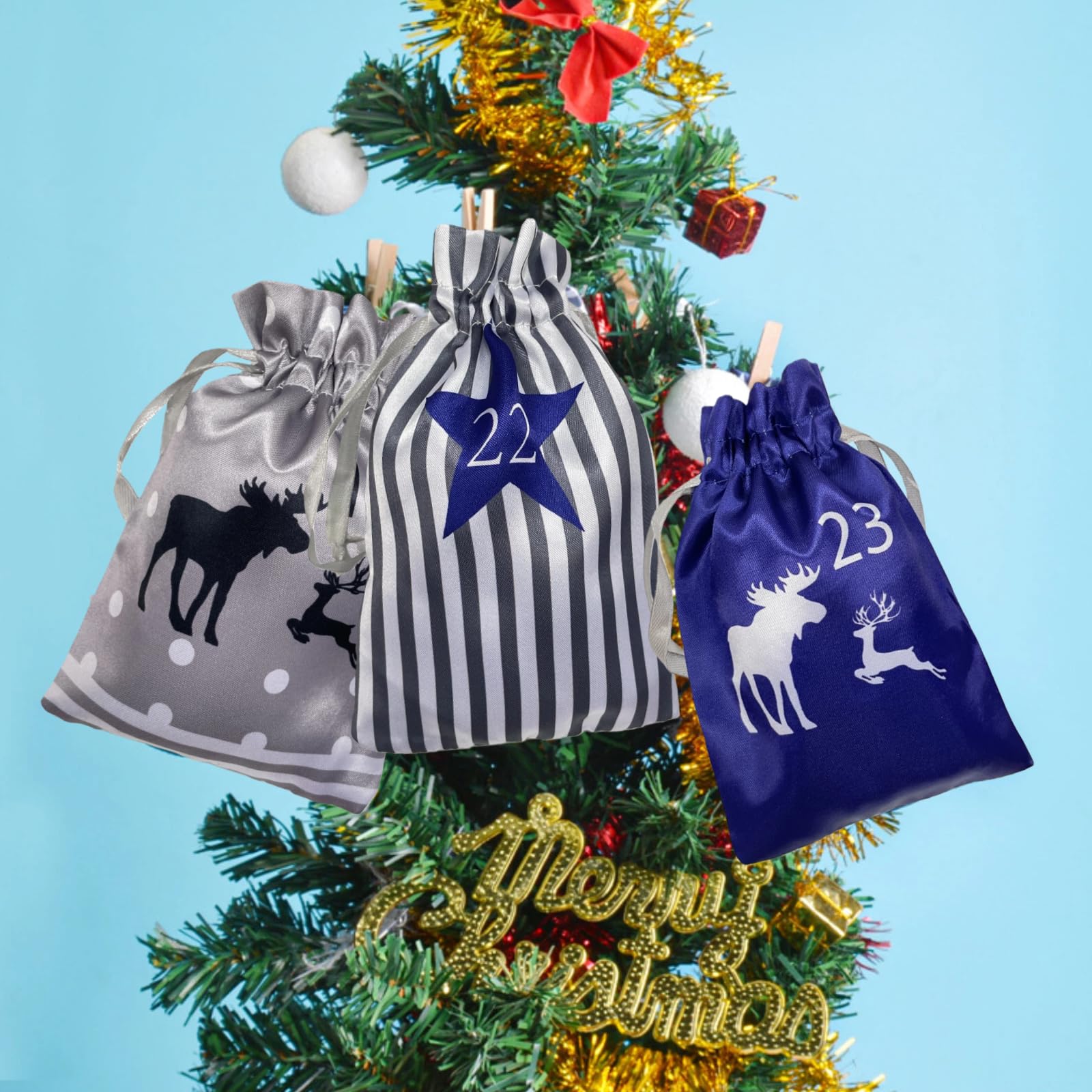 regalo Calendario dell’Avvento da Riempire – 24 Sacchetti in Juta con Numeri Stampati – Calendario Natalizio Fai-da-te Riutilizzabile per Bambini e