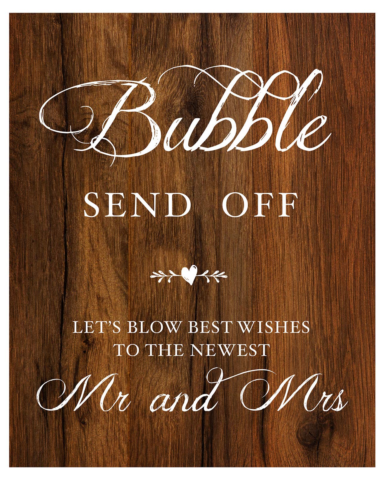 2 City Geese Bubble Send Off Sign for Wedding | Rustic Wood Look On Linen Textured Thick Cardstock Paper | Bubble Exit Signs for Reception