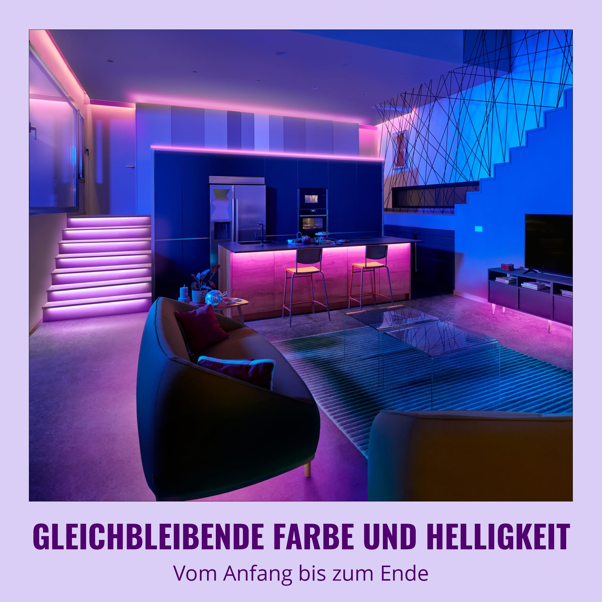 WiZ RGB LED Lightstrip - 30m, anpassbar, 16 Mio. Farben + Weißtöne, voreingestellte Lichtmodi, verbindet sich mit Ihrem WLAN, Sprach- / App-Steuerung, funktioniert mit Google Home, Alexa und HomeKit