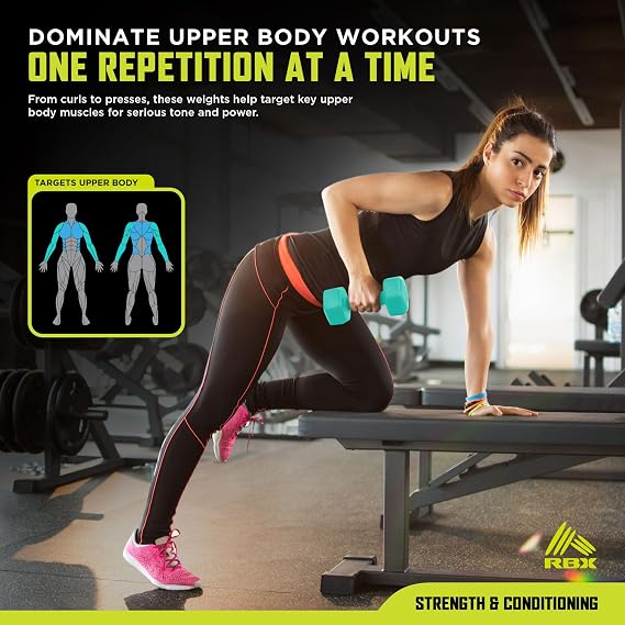 RBX 4 lbs Pair Hex Dumbbells 2 lbs Each Hex Shape for Stability Compact Easy Carry Dumbbell Set for Strength Training, Cardio, Walking and More - All Fitness Levels Mint