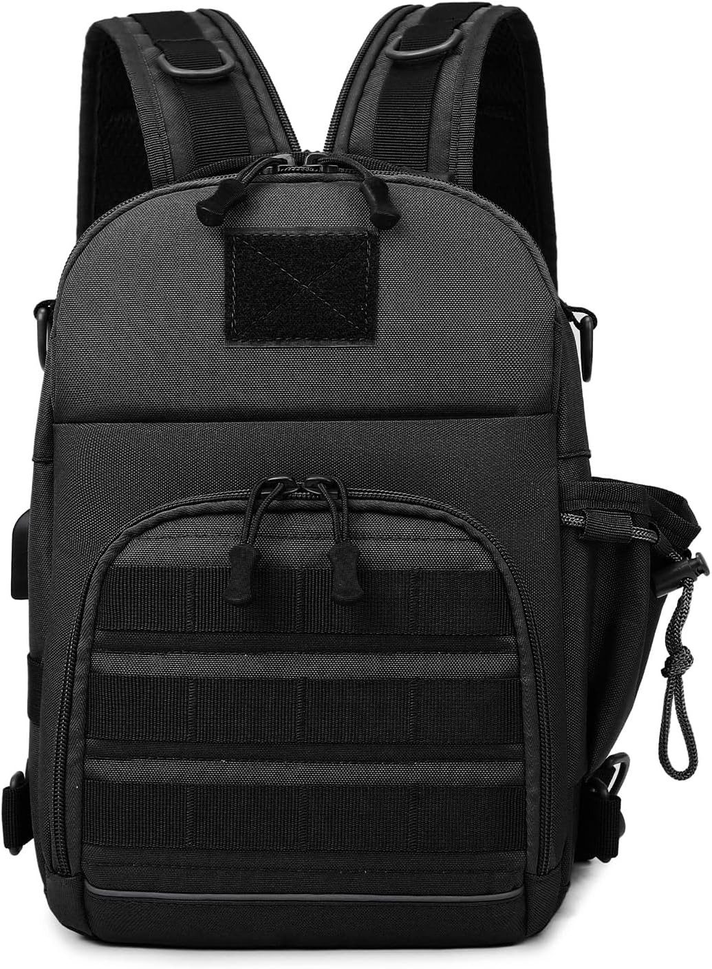 – Backpack with USB Charging Port Hiking Crossbody Bag Multi-Function Sling Bag for Men Women Small Chest Bag Riding Fishing Shoulder Bag