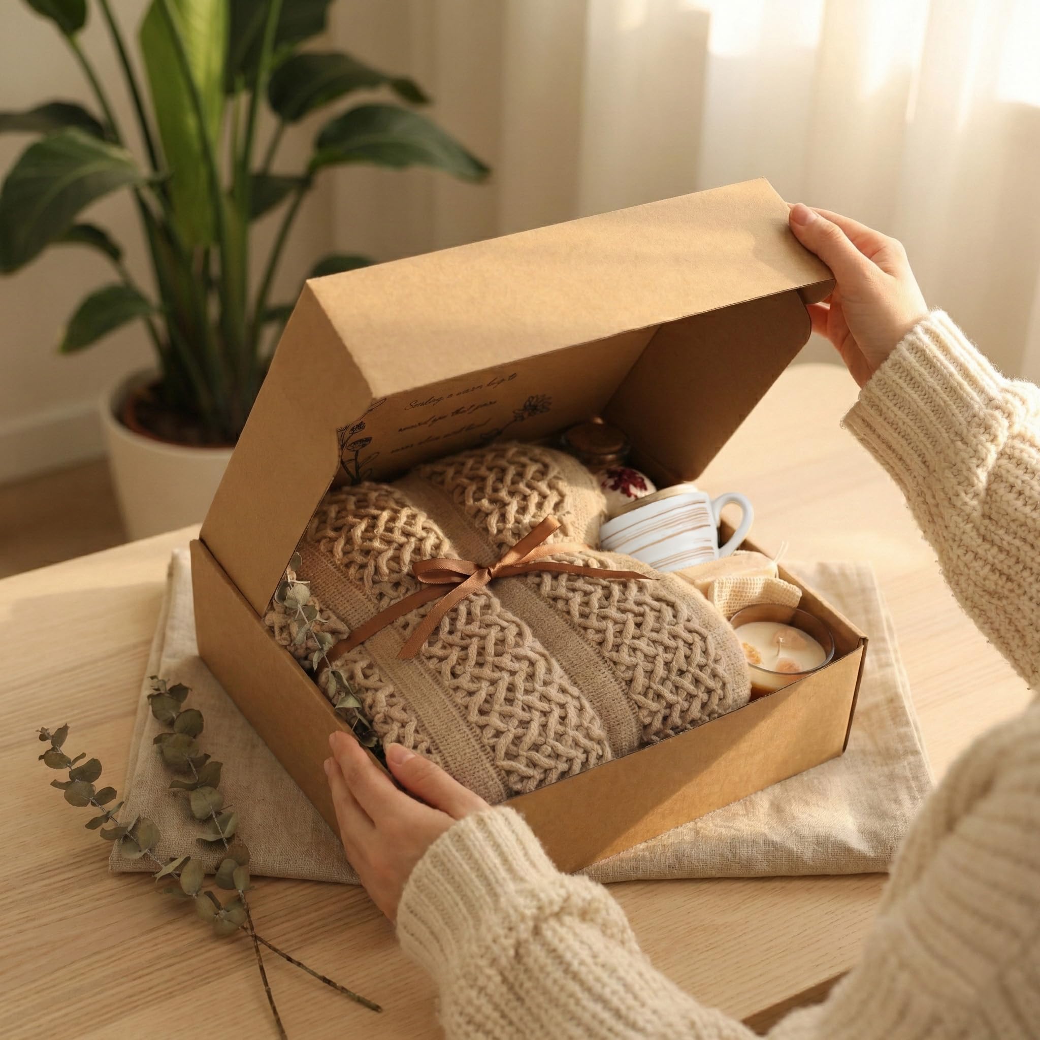 Cozy Self Care Package for Women – Warm & Comforting Thinking of You Gift Box for Birthday,Bes Friend Gift, Get Well Soon/Bereavement/Condolence/Farewell Gift, Sympathy /Encouragement gift(TAN)