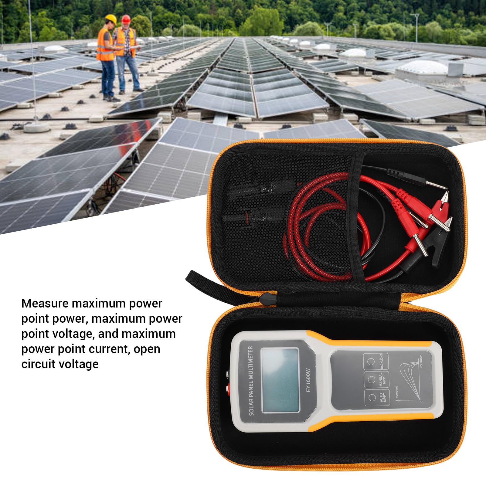 Tester per Pannelli Solari, 5-1600W 0-60A Multimetro Fotovoltaico MPPT Strumento di Risoluzione dei Problemi per Dispositivi di Test di Tensione Manuale Automatico