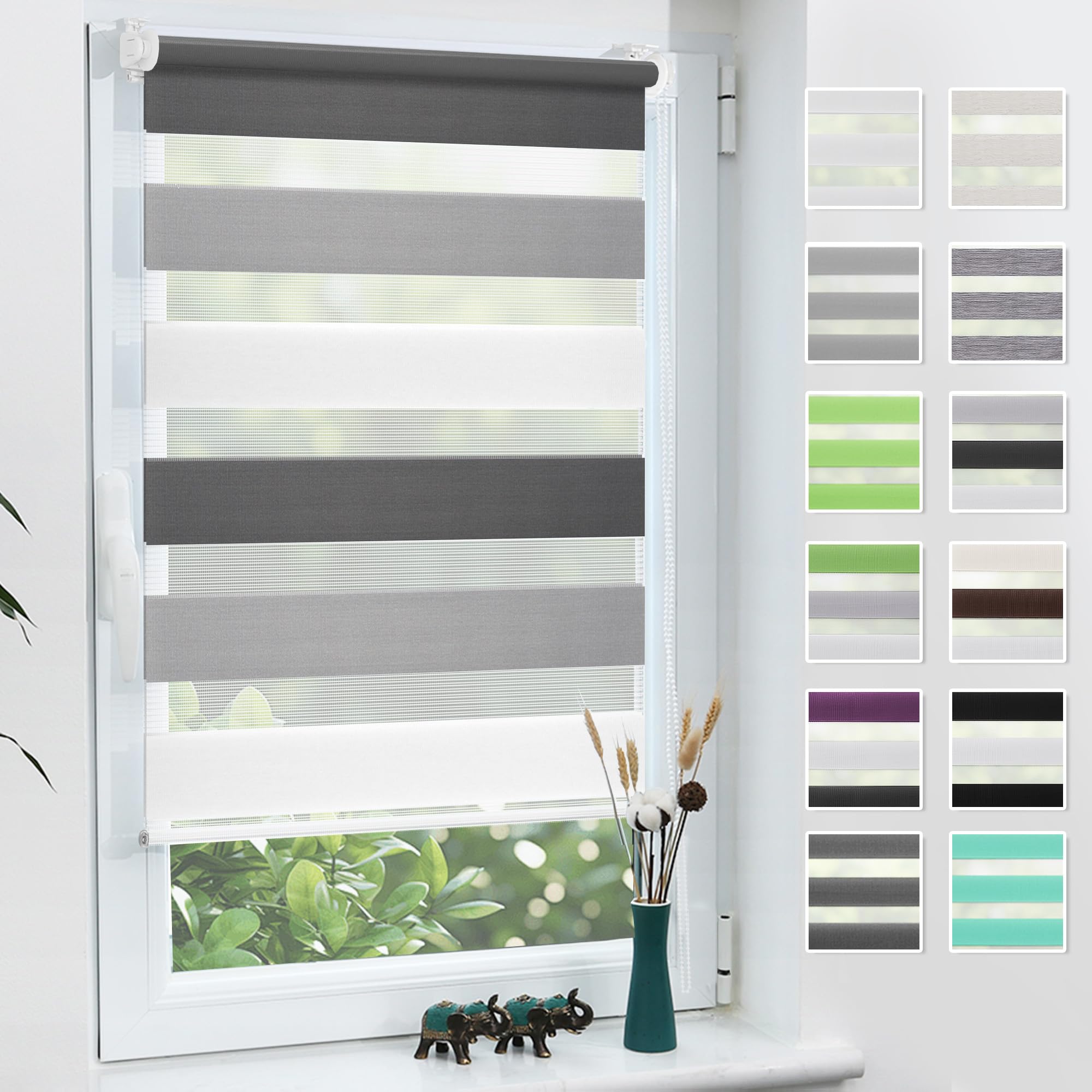 Doppelrollo Klemmfix ohne Bohren, Rollos für Fenster ohne Bohren