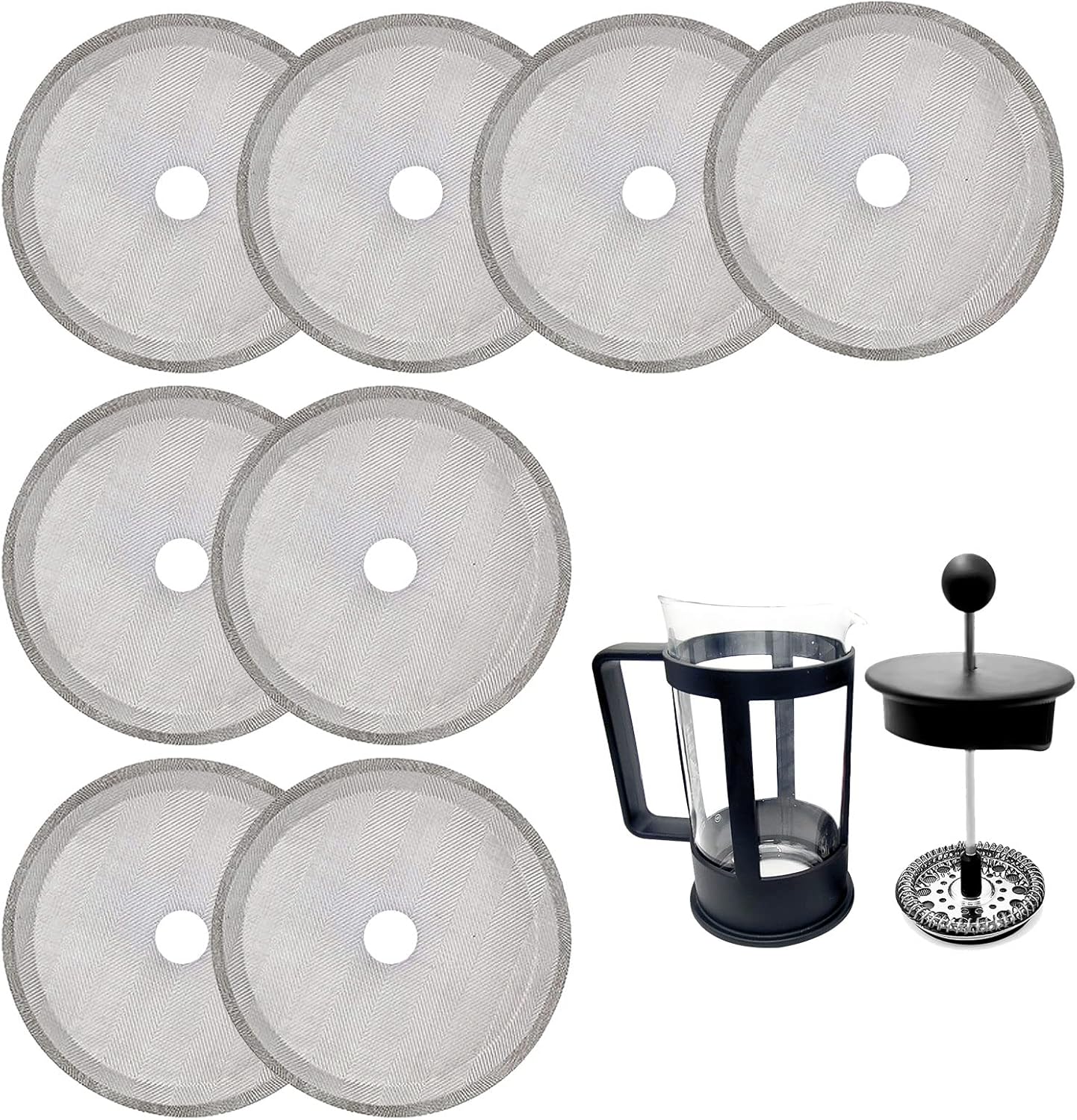 TSHAOUN 8 Pieces Replacement Cafetiere Filter Mesh, Metal Coffee