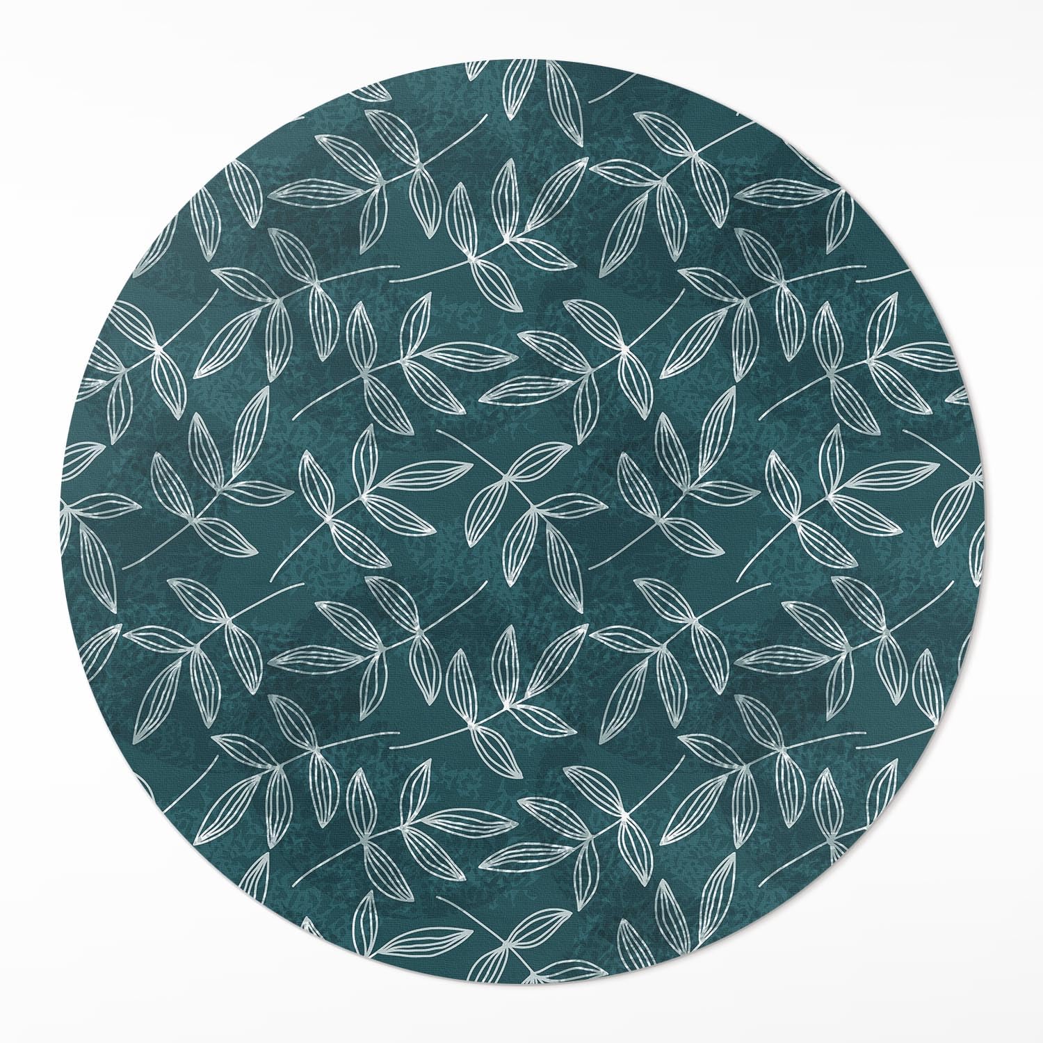 Tapis vinyle rond ø90 cm cuisine salon avec motif brindilles minimalistes en PVC