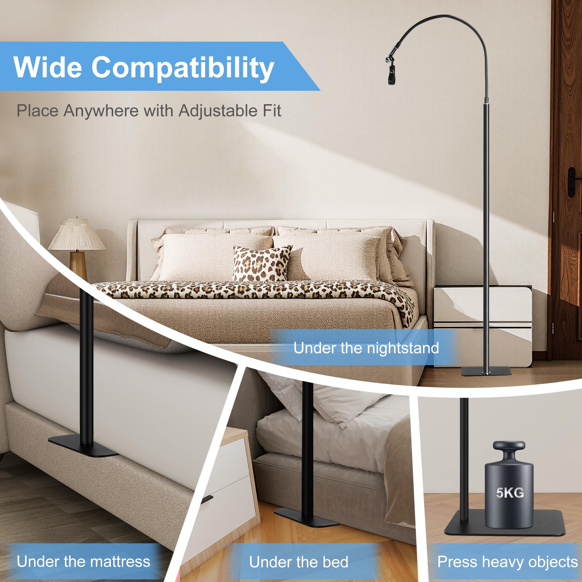 CPAP Support-Tuyau Suspendu pour lit avec Hauteur et Angle Réglables, Peut Empêcher Les Fuites/Enchevêtrements de Tuyaux，360 ° Bras Pivotant，Matériau Métallique Plus Solide et Stable