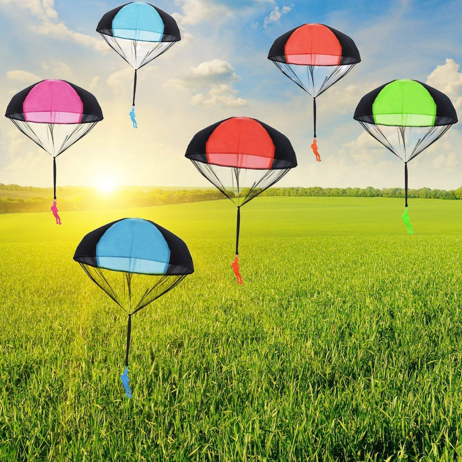 DELFINO Parachute Toy Tangle Free Throwing Hand Throw Parachute Army Man Parachute Figures Hand