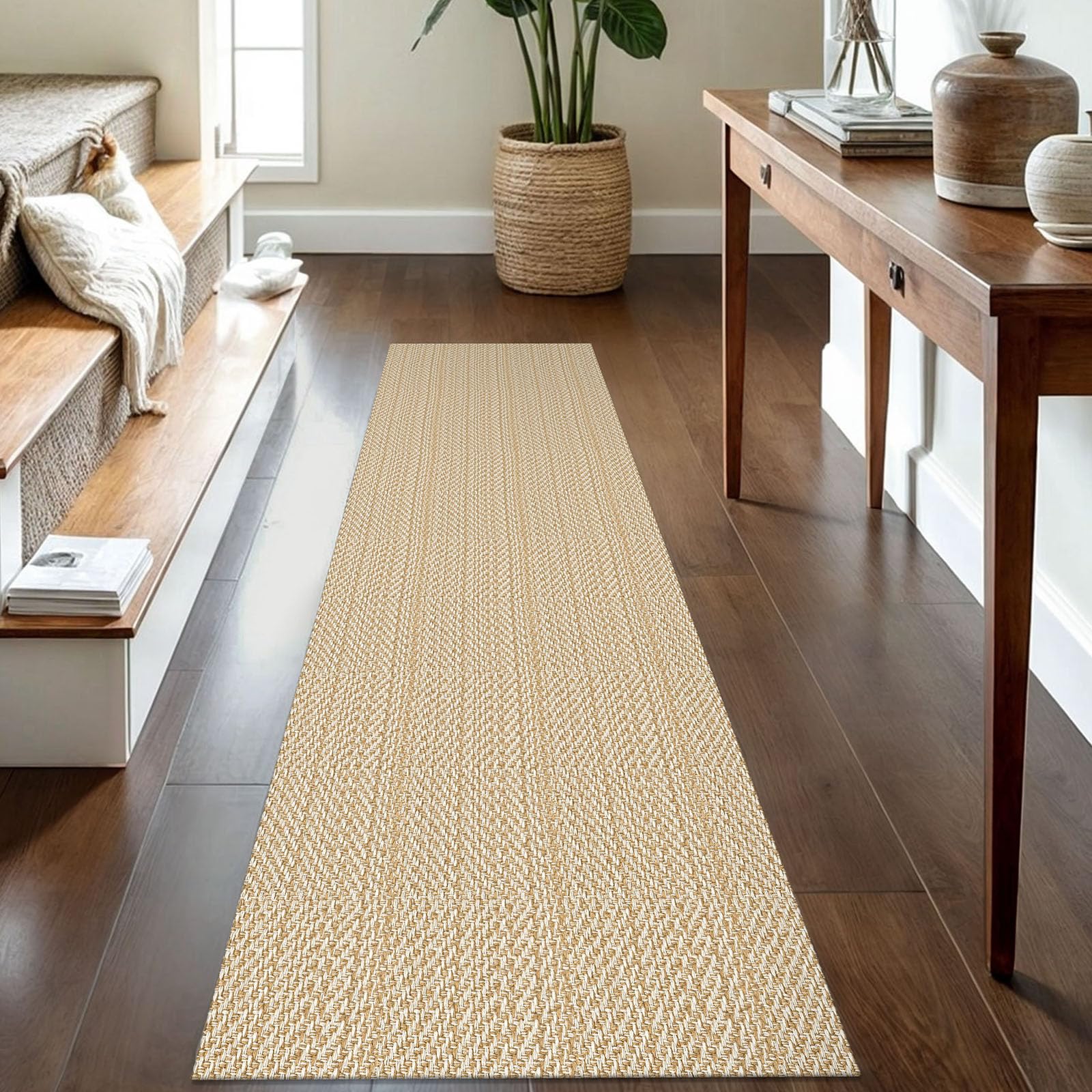 IOHOUZE Washable Runner Rug 2x8 Non Slip Rubber Backed Hallway Runner Entryway Runner Indoor, Kitchen Rugs Woven Cotton Floor Carpet for Kitchen Hall