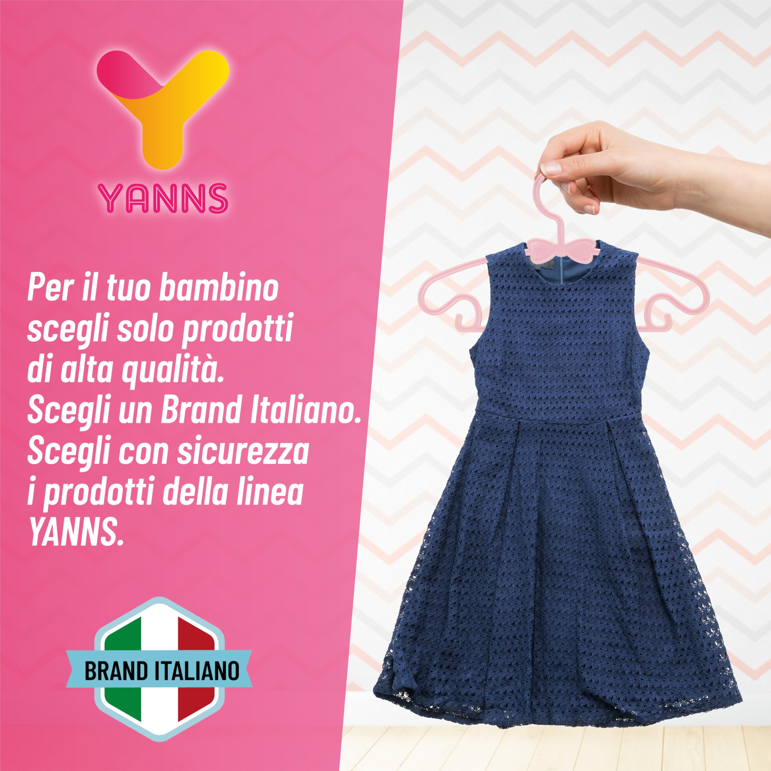 Grucce Bambini - Antiscivolo - Confezione da 10 Pezzi - Appendini Salvaspazio per Armadio - Adatto ai Vestiti per Bambini - Rosa
