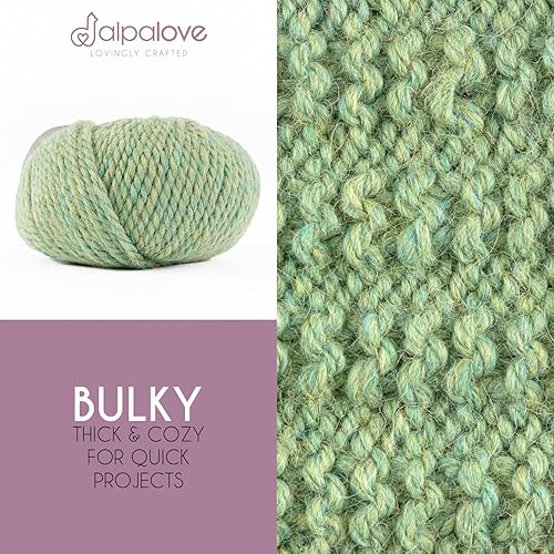 Vista 44 de Bulky Set (6 x 1.75 oz) Super Soft Baby Alpaca Hilo de tejer gris verde 328 yardas Gris Verde,Beige,Azul y verde,Cappuccino,Azul Oscuro,Gris