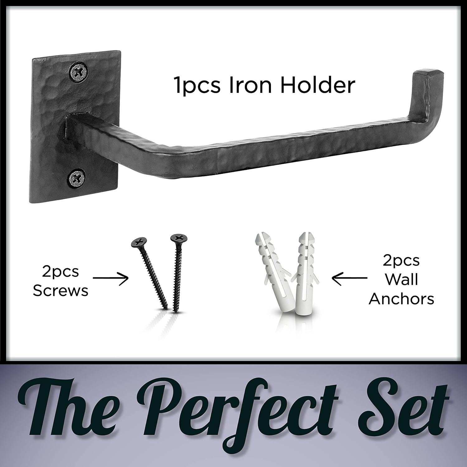 Wrought Iron Toilet Paper Holder - Rustic Toilet Paper Holder Wall Mount Tissue Hanger for Bathroom, TP Roll Rack for Farmhouse Style Home & Vintage House - Black, 6.5 x 3 X 2.5 Inches