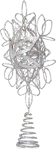 Miniatura 4 de Ornativity Decoración de árbol de copo de nieve con diseño de flor, diseño de copos de nieve, estrella de nieve, adorno para árbol de Navidad,