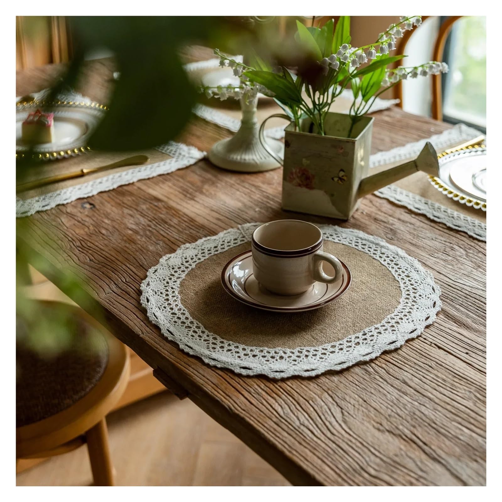 Decorazioni per la tavola, tovagliette, Tappetino da Cucina/Pranzo 2 Pezzi Intrecciato Resistente al Calore Stile Rustico Tessuto Naturale