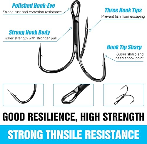 Miniatura 2 de Anzuelos agudos de pesca  120 ganchos de pesca agudos rojos afilados curvos redondos fuertes de acero de alto carbono para bagre, lubina, trucha,