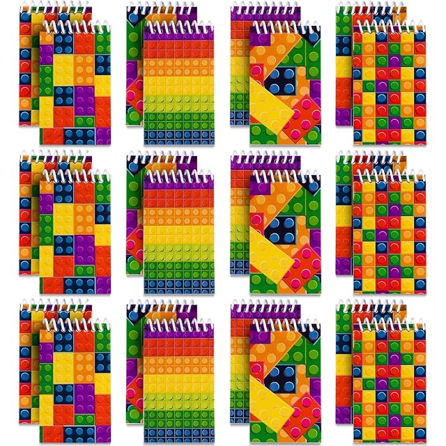 Bedwina Mini cuadernos de bloques de construcción (32 pzs), blocs de notas en espiral estilo ladrillos