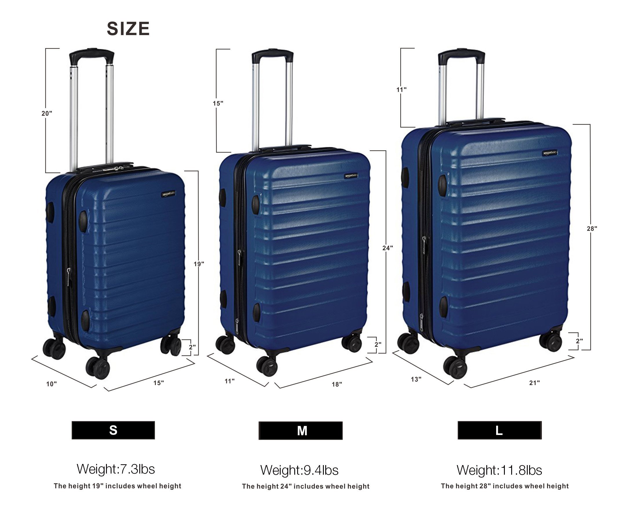 Buy Amazon Basics Hardside Luggage ABS HardShell Spinner / Suitcase
