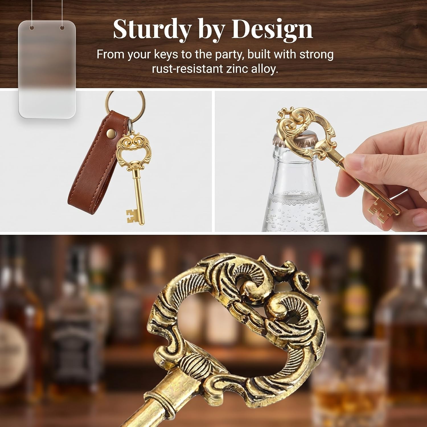 Key Bottle Opener Vintage Antique Style Key Shaped Beer Bottle Opener Novelty Pocket Keychain for Bar Festival Present for Men Women