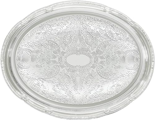 Winco CMT-1014 Bandeja ovalada de 0.020 in, 14 x 10 pulgadas, cromada, mediana