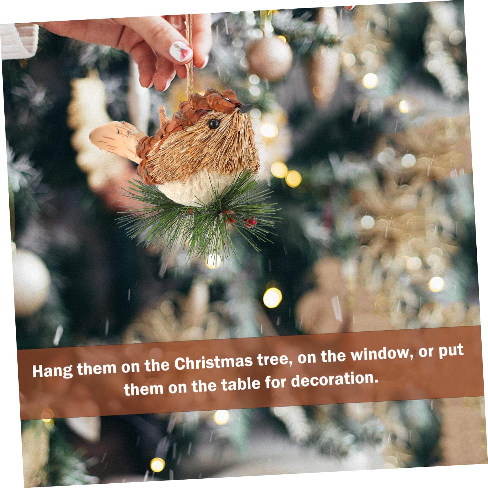 Garneck 4 Pz Ciondolo uccellino di paglia decorazione per uccelli da giardino all'aperto decorazioni per uccelli arredamento pendente dell'uccello di natale decorazioni sospese per feste