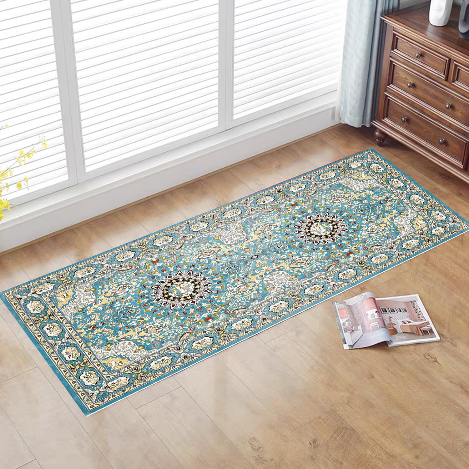 CXTAI Vintage Boho 60x240cm (2x8ft) Long Carpet Runners for Hallways Kitchen Laundry Entryway Non-Slip Machine Washable