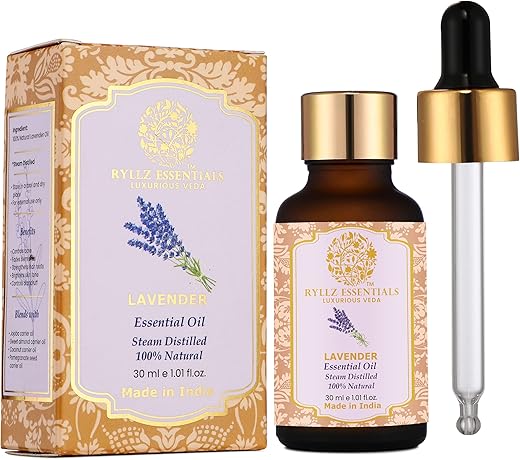 RYLLZ ESSENTIALS Lavender Essential Oil With Glass Dropper | 100% Pure & Natural | Steam Distilled (30ml)