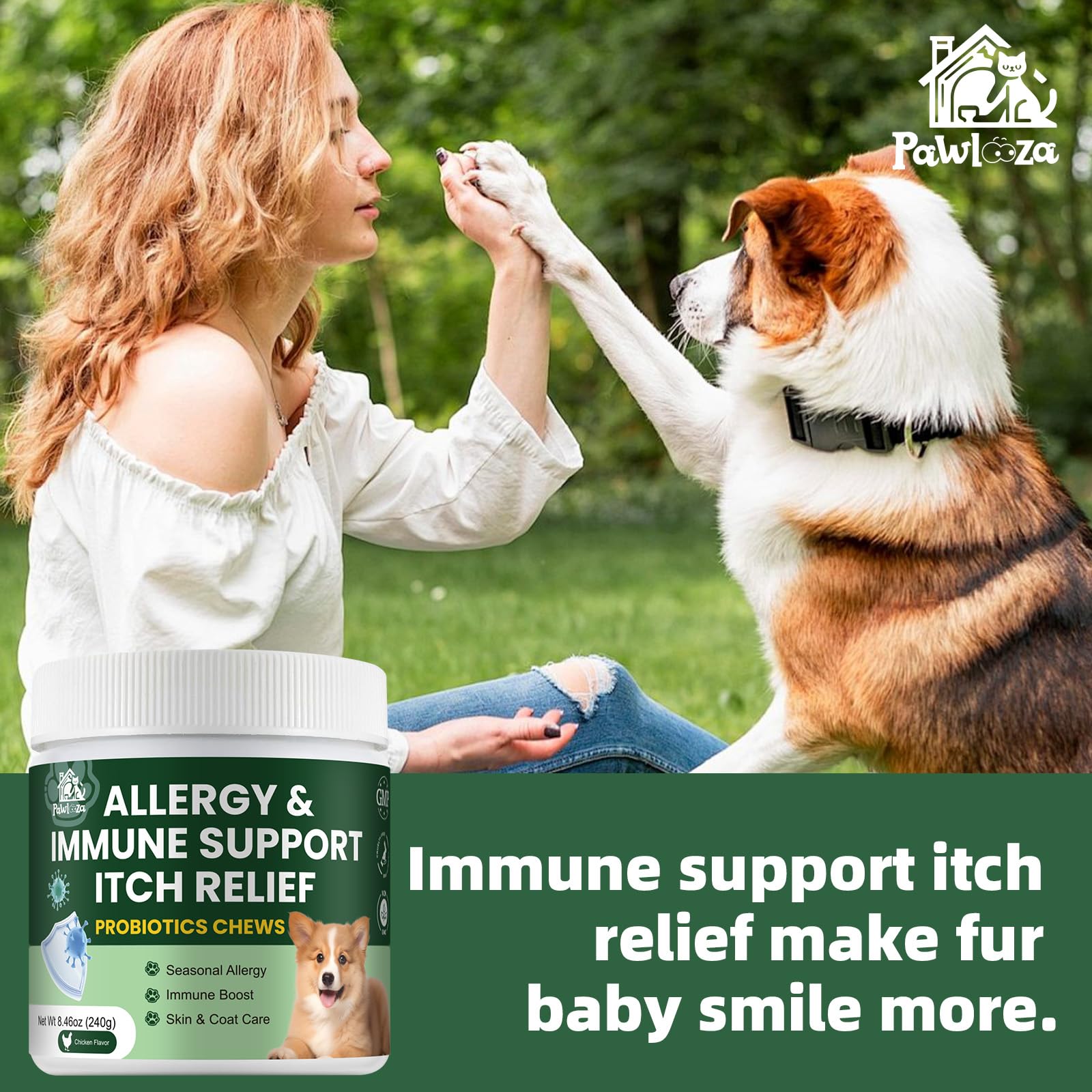 Probiotics for Dogs, Improve Itchy Skin Itchy Ears, Yeast Balance, Immune Support, Dog Probiotics (10 Billion CFU) for Dog Skin & Cost Care, Allergy Relief Chews + Vitamins Blend Chicken (120 Ct) - image 5