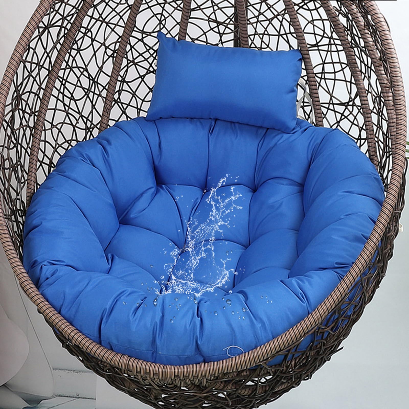 Photo 1 of Eoieov Wicker Egg Chair Cushion - 45" Blue