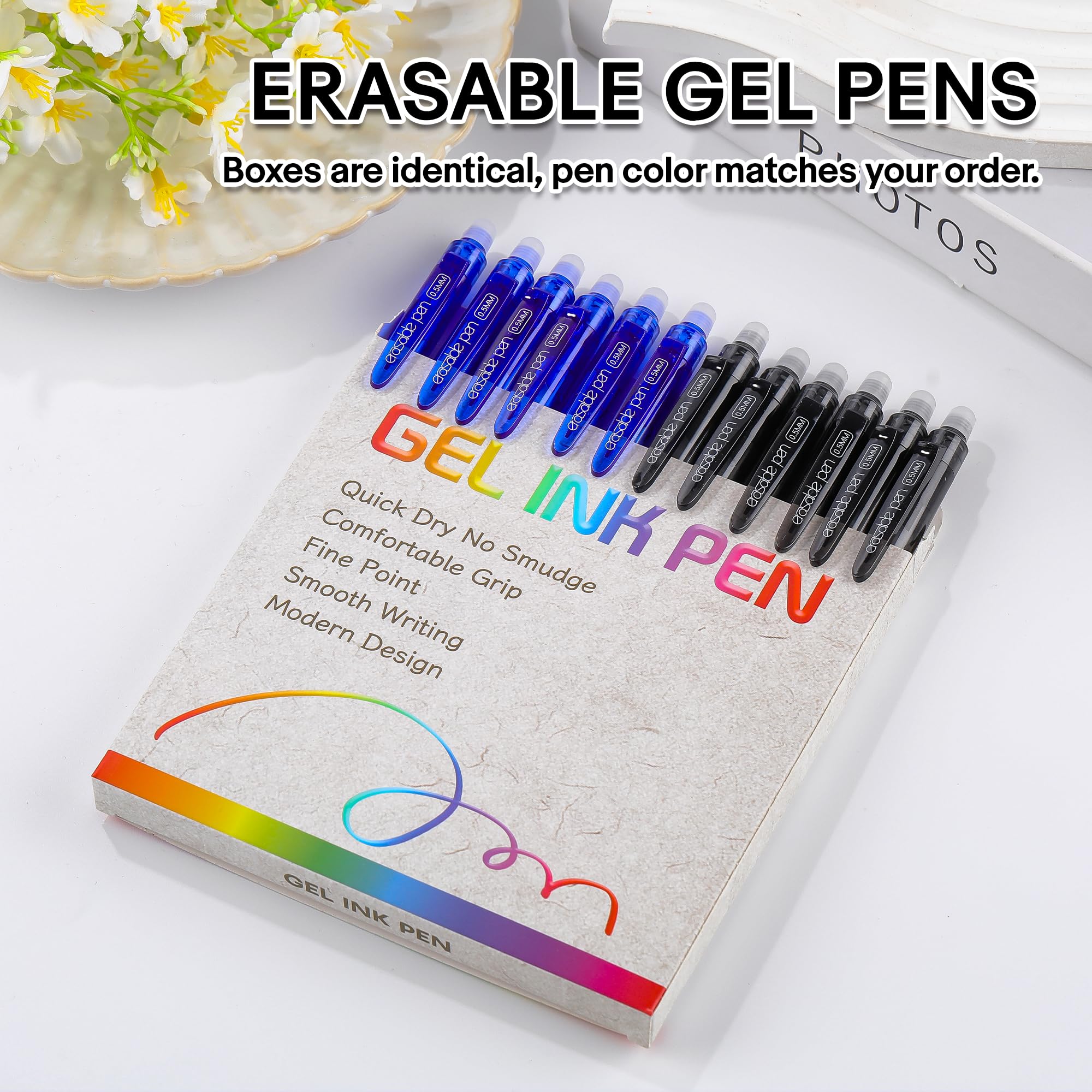 USUAL Löschbare Gelstifte, radierbare farbige Stifte, feine Spitze, 0,5 mm, löschbare Stifte, lassen Fehler verschwinden, einziehbar, radierbar, Gelstifte zum Zeichnen, Schreiben, Schule, Bürobedarf