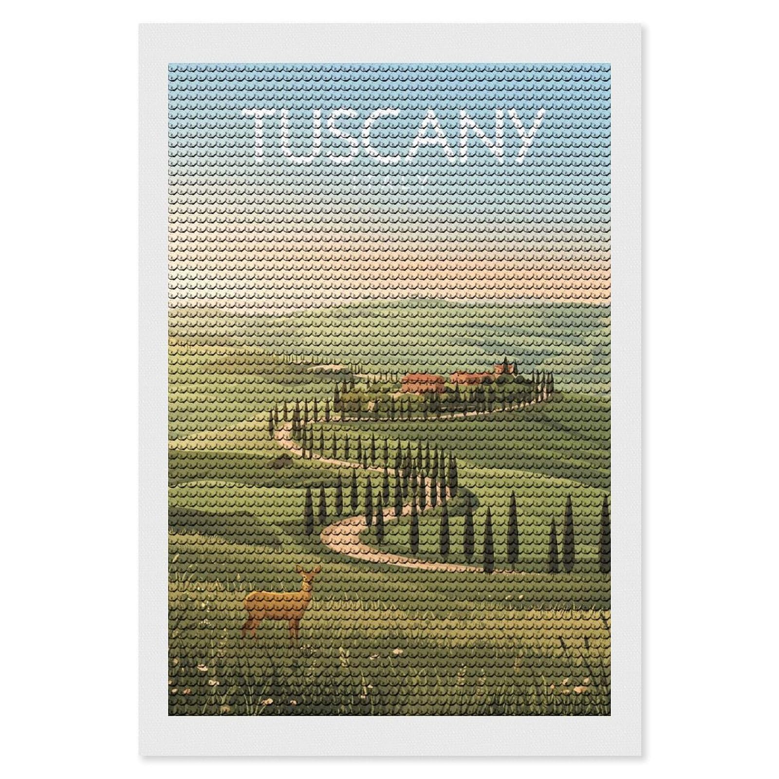 Junmoney Tuscany Landscape Diamond Art Canvas 8"x12", Decorate Your Room, Mindful Craft Activity, Cosy Home Accent, Thoughtful Handmade Gift