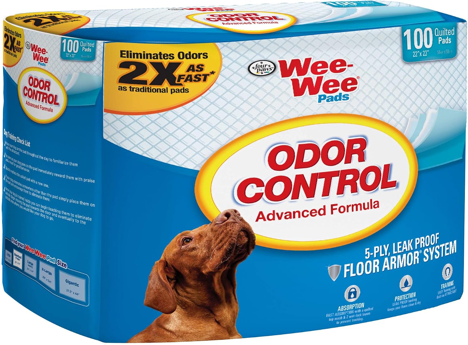 Wee-Wee Odor Control Puppy Pads, Pack of 100 Pads, 100 CT