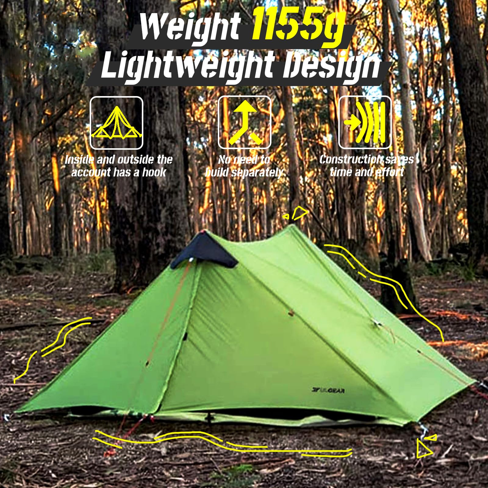 Amazon.com : 3F UL GEAR Lanshan 2 Person Tent Hiking