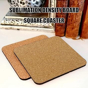 20Pcs Sublimation Square Coasters, 4x4in MDF Wooden Coaster Sublimation Cork Coasters, Replace for DIY Crafts Painting Home Decor