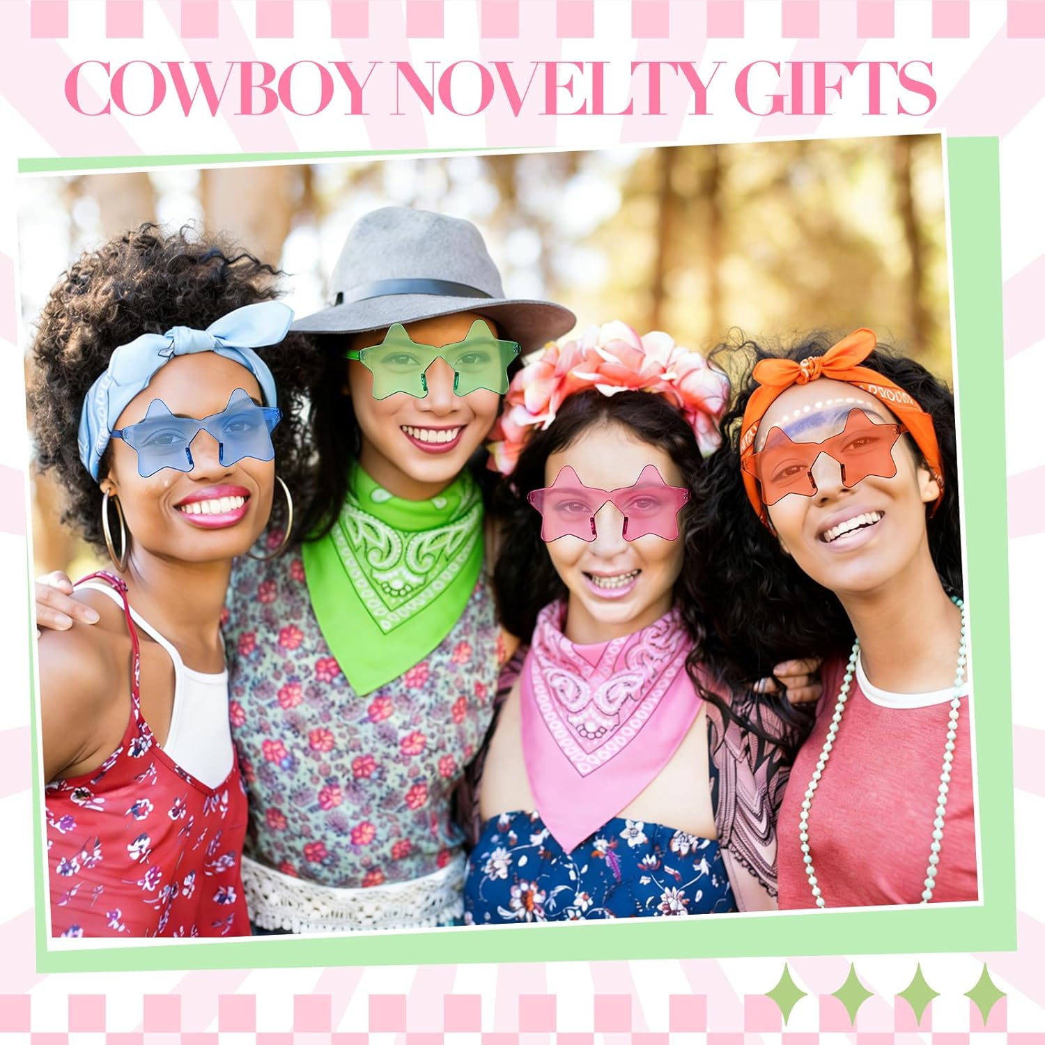 XunYee 72 Pcs Paisley Bandanas Cowgirl Party Favors for Women Rimless Sunglasses Scrunchies Hair Clips Friendship Bracelets Gift Bag Gifts for Western Party Decorations