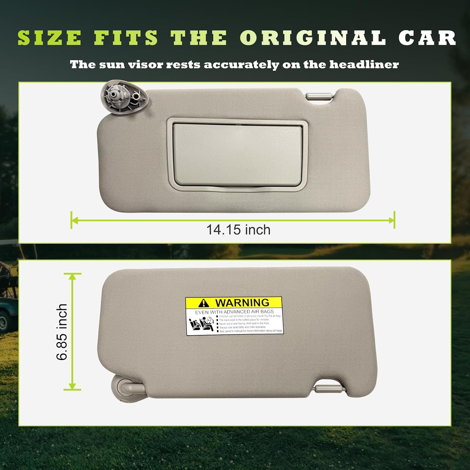 Sun Visor Fits for Honda HR-V EX-EX/LX/Sport 2016-2022 Without Light with Makeup Mirror Replacement Assembly 83230-T7W-A12ZA, 83280-T7W-A11ZA (Gray Left Side (Without Light))