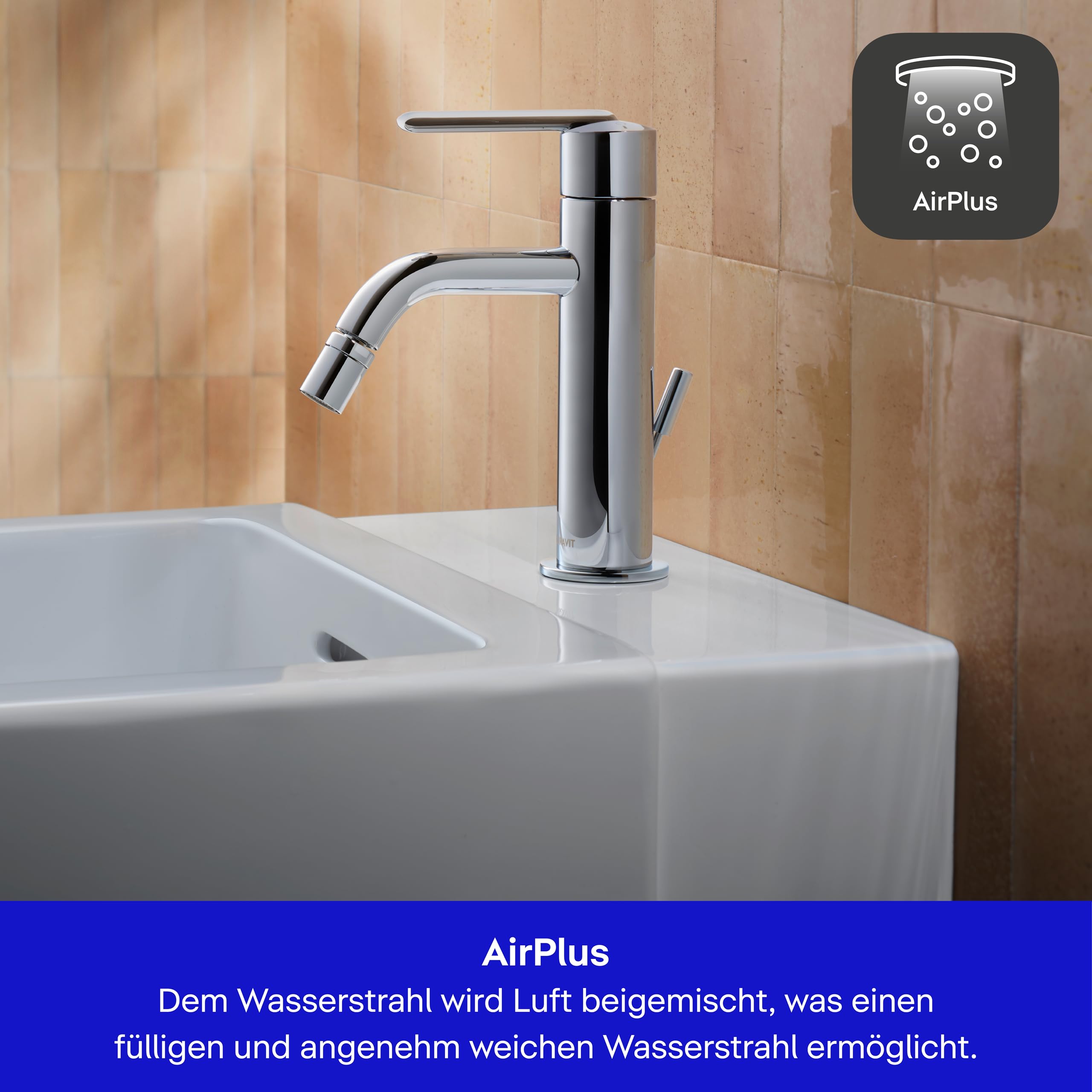 Duravit Balcoon Einhebel-Bidetmischer (Auslauf Höhe 119 mm), Bidetmischer mit Zugstangen-Ablaufgarnitur, Chrom