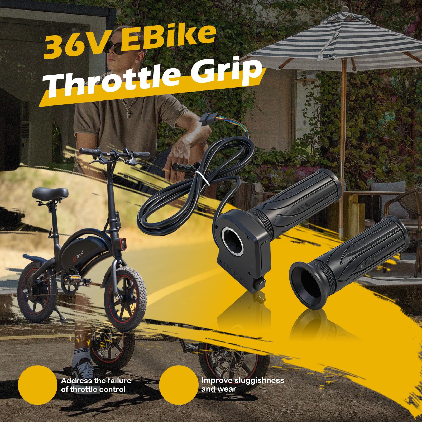 Poignée d'accélérateur 36 V pour vélo électrique Jetson Bolt Pro Atlas Ancheer Fat Tire