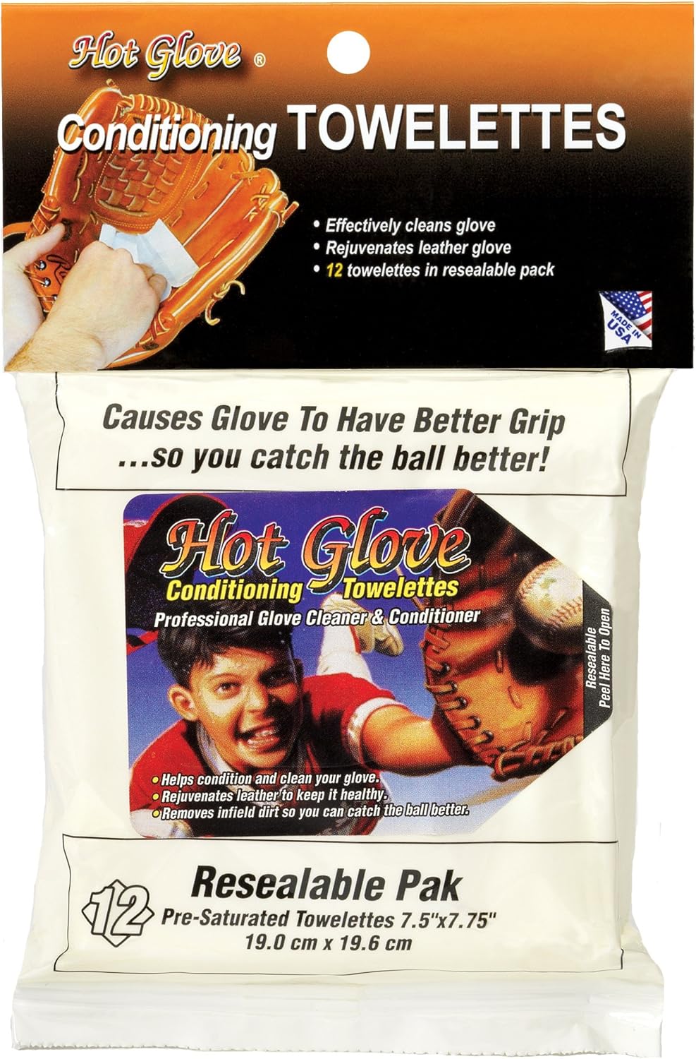 Tourna Hot Glove Conditioning Towelettes Baseball