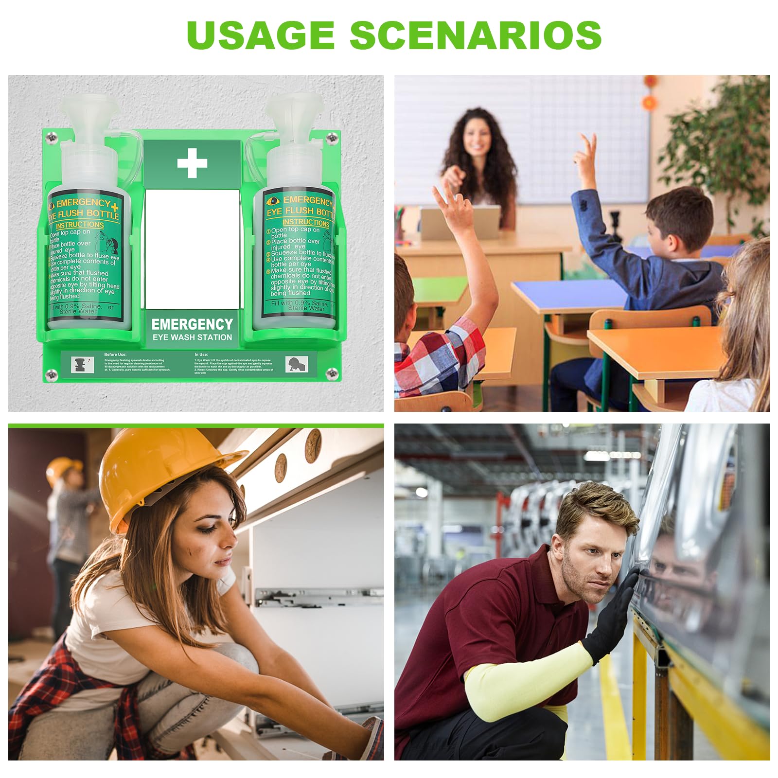 Botellas para enjuague de ojos portátiles (473 ml, 2 unidades, sin solución de enjuague para los ojos