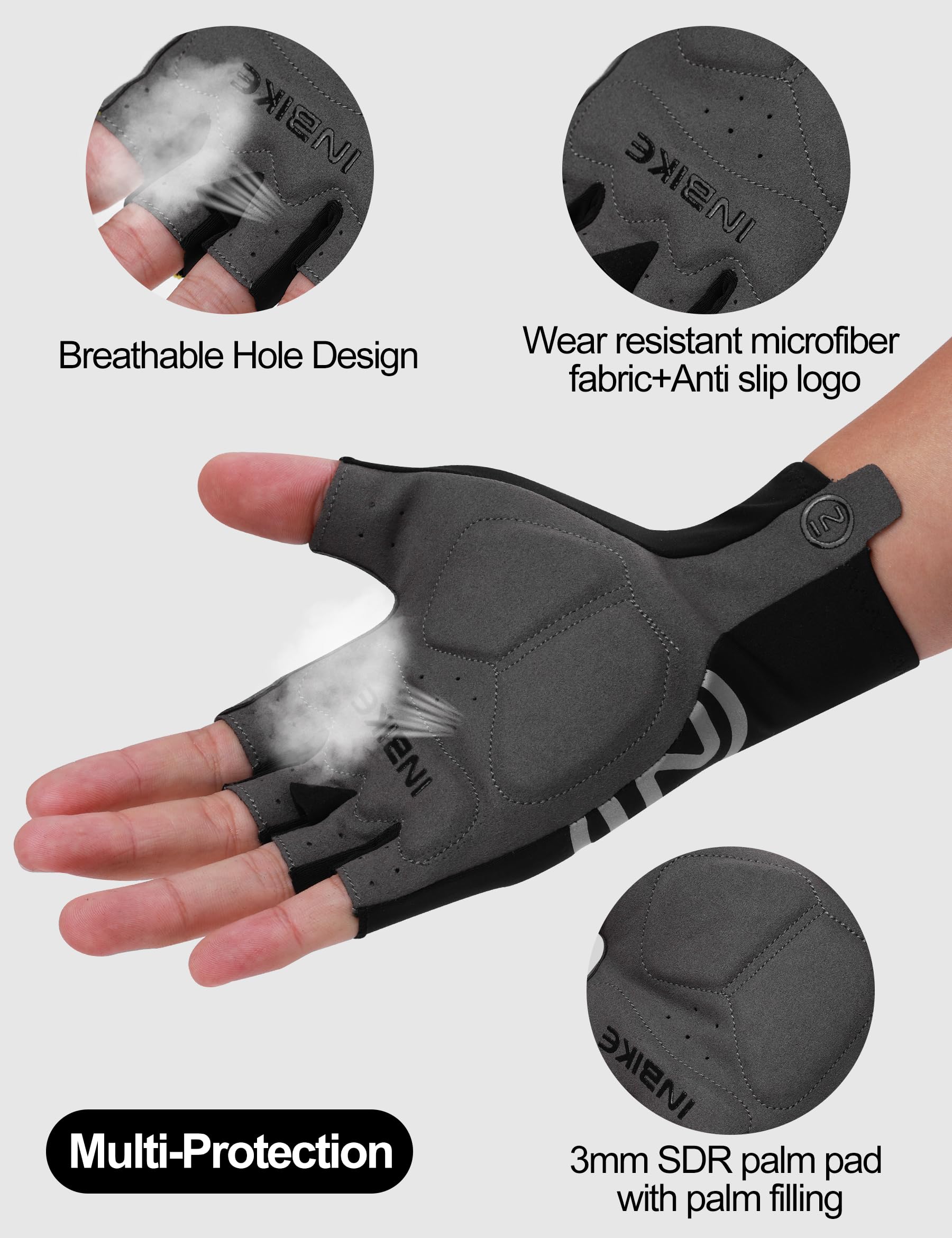 INBIKE Guantes Ciclismo Corto Frescos Verano MTB Hombre Mujer Transpirables Antideslizante Gym Negro Rosa Verde Navy