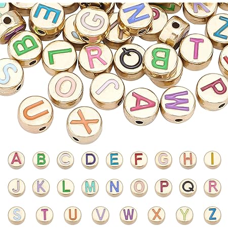 arricraft 52 Pcs Alphabet A-Z Letter Beads, Alphabet Spacer Beads, Initial Loose Beads for Bracelet Necklace Jewelry Making