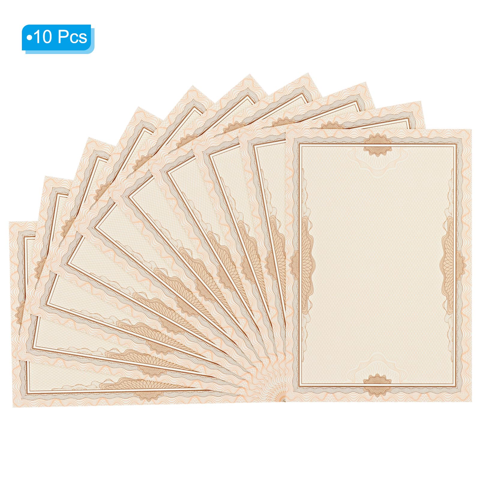 PATIKIL 10 Sheets Blank Certificate Paper, 8.5x11 Diploma Paper 120GSM for Office Business, Graduation, Beige Paper with Brown Border - Image 3
