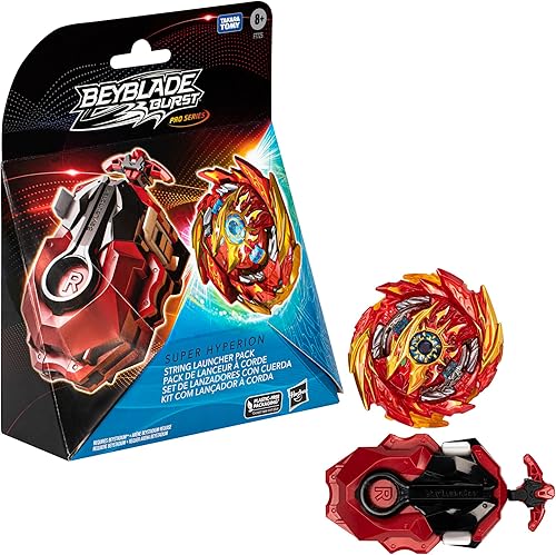 Beyblade Burst Pro Series Super Hyperion - Lanzador de cuerdas de giro derecho/izquierdo con parte superior giratoria, juguetes para niños y niñas