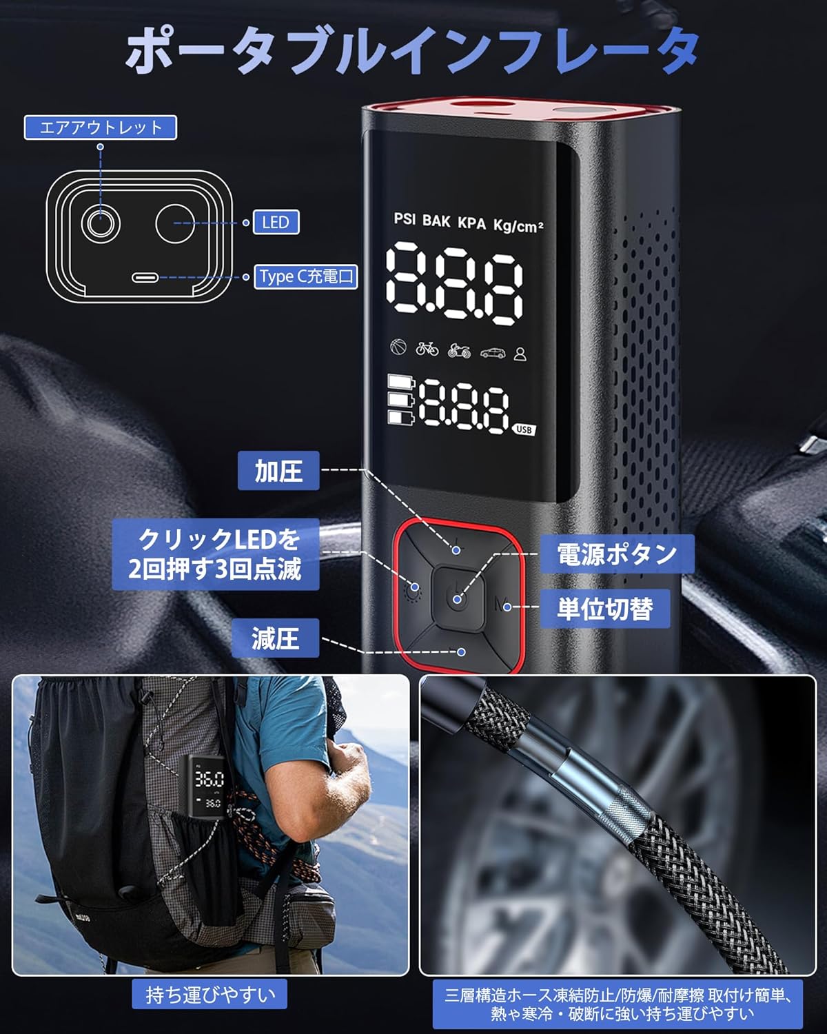 パナレーサー 電動ポンプ P-pump サイクル電動エアーポンプ（携帯可能