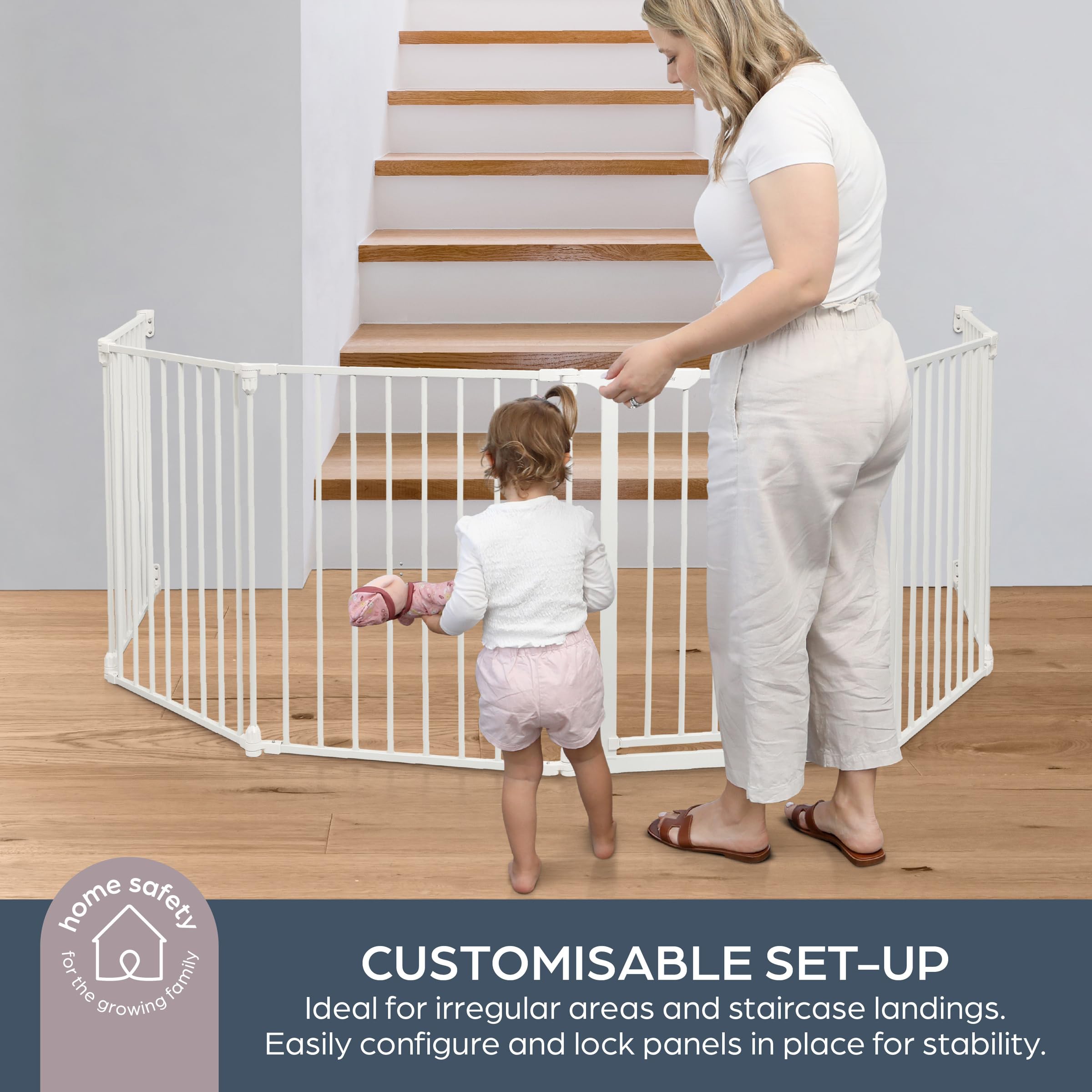 Dreambaby Discovery 6 Box Converta Box 3 in 1 a 6 pannelli con tappetino/divisorio XXL/barriera per camino. Larghezza da 85,5 cm a 3,75 m e altezza 74 cm. Rimani aperto e indicatore di bloccaggio